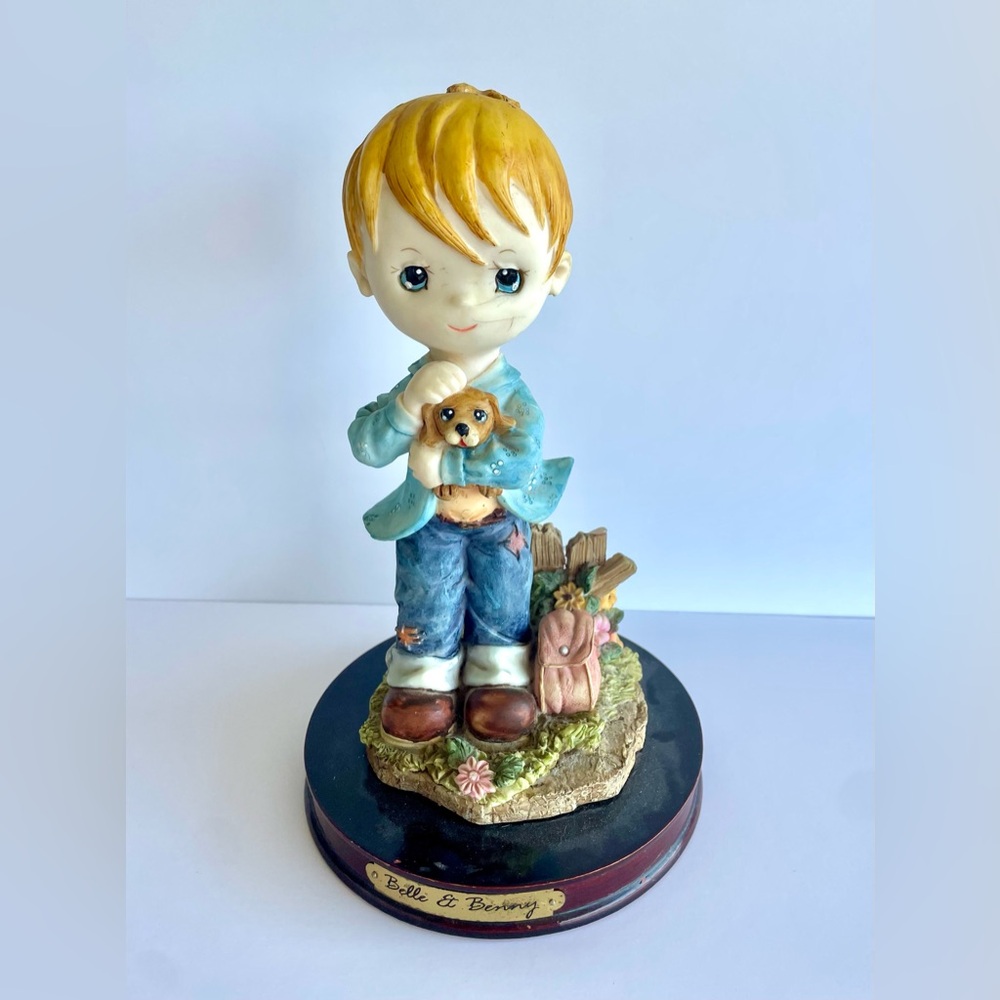 Precious Moments Belle & Benny Figurine Blonde Hair‎ Girl and Puppy Vintage